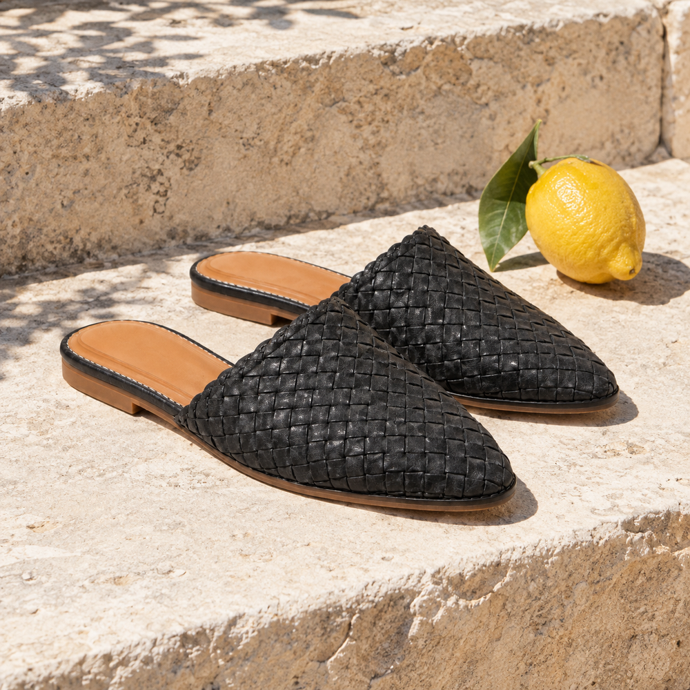 The Taormina Orthopedic Sandals - Black - styled