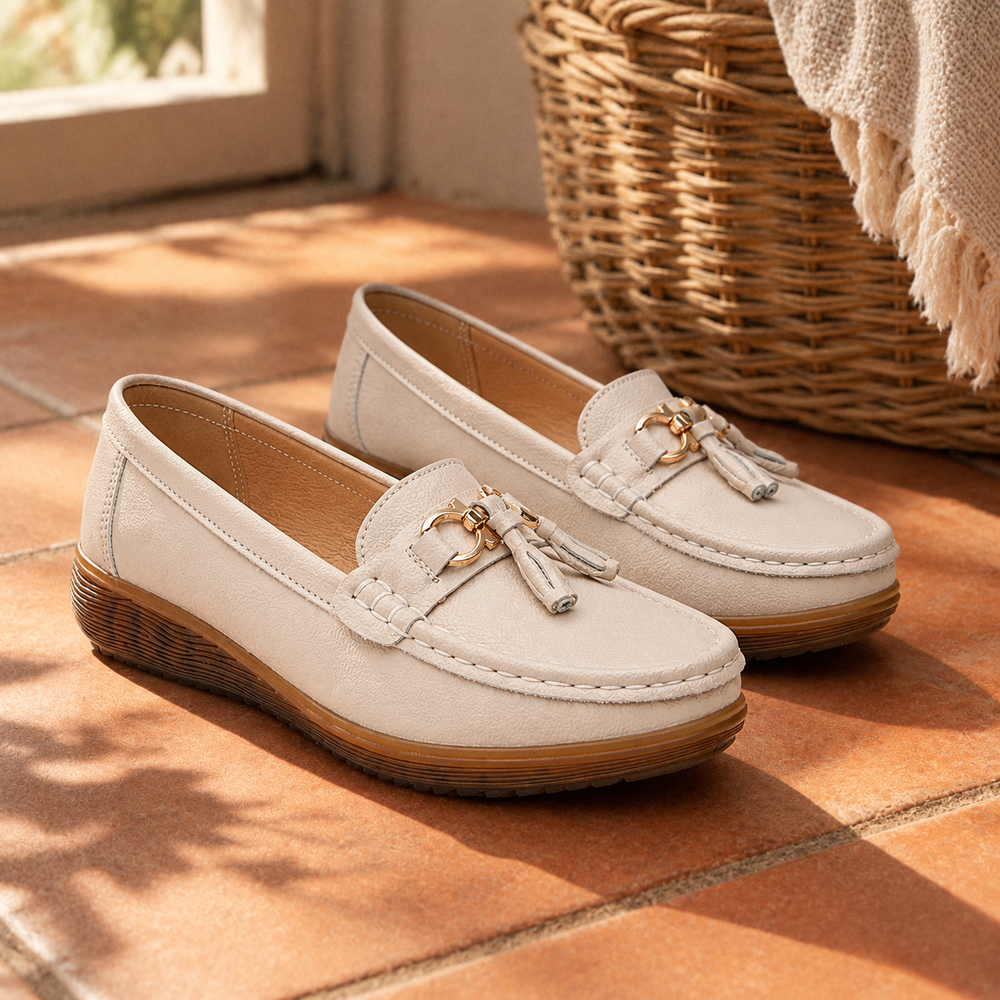 Tivoli Orthopedic Loafers - Beige - styled