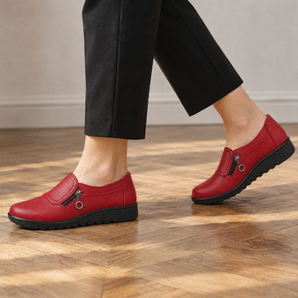Trapani Orthopedic Flats - Red - on foot side