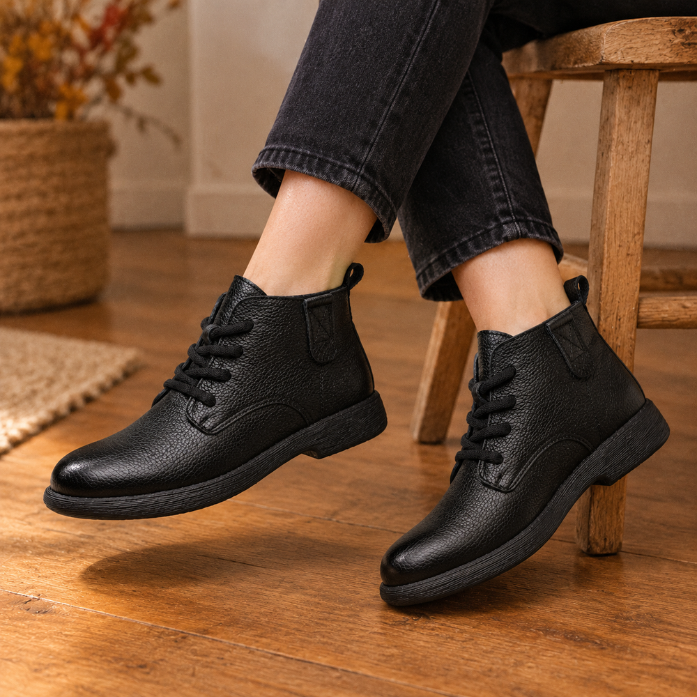 Urbino Orthopedic Ankle Boots - Black - on foot side