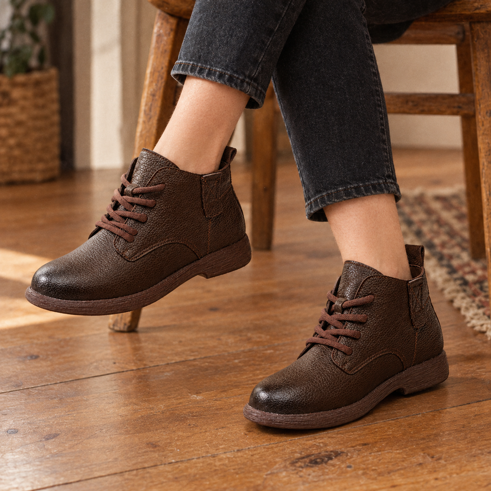 Urbino Orthopedic Ankle Boots - Brown - on foot side