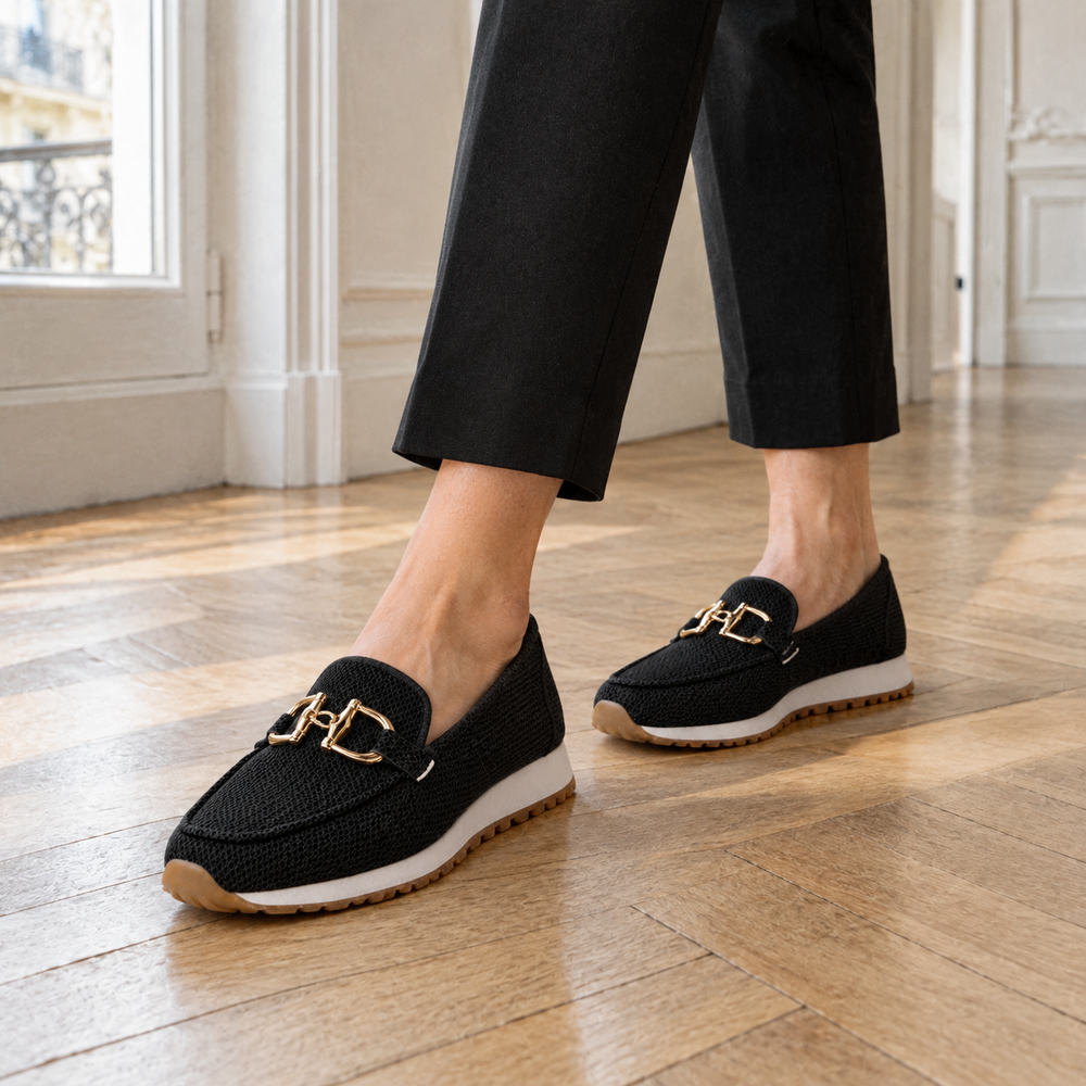 The Verona Orthopedic Loafers - Black - on foot