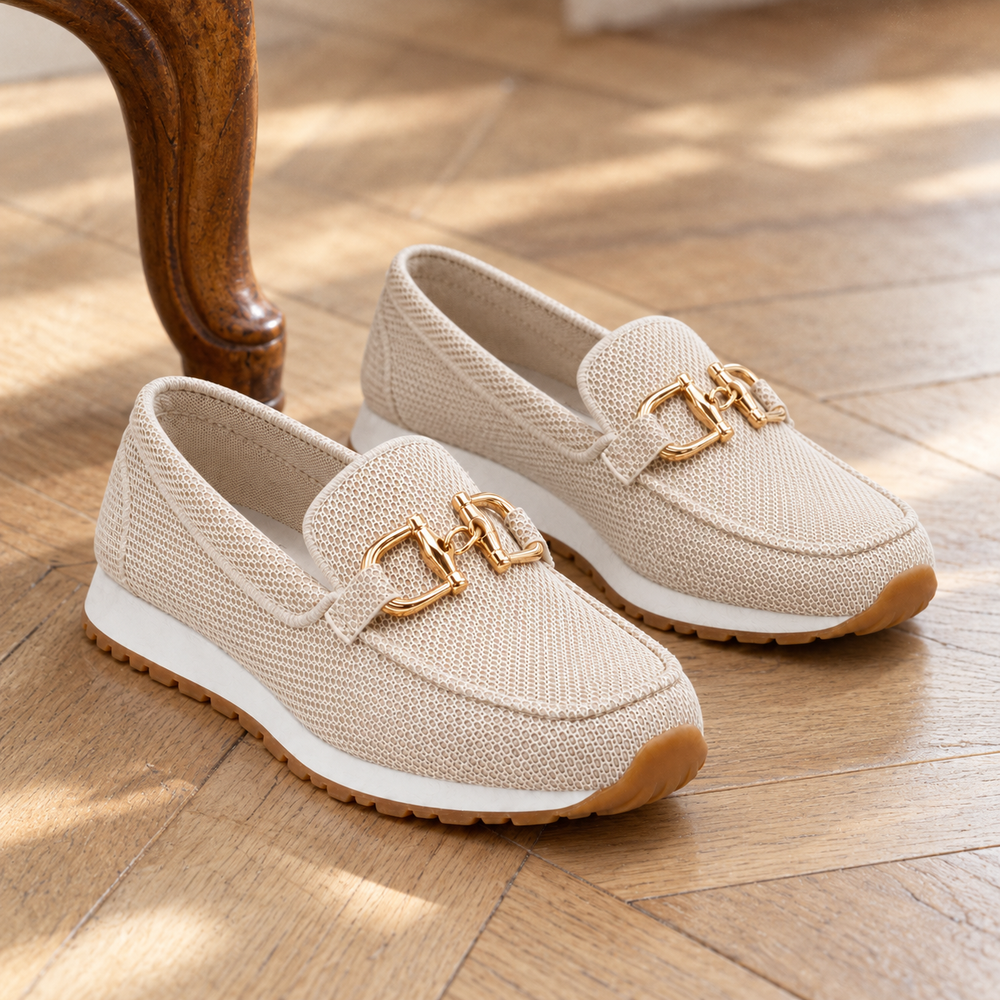 The Verona Orthopedic Loafers - Oatmeal - styled