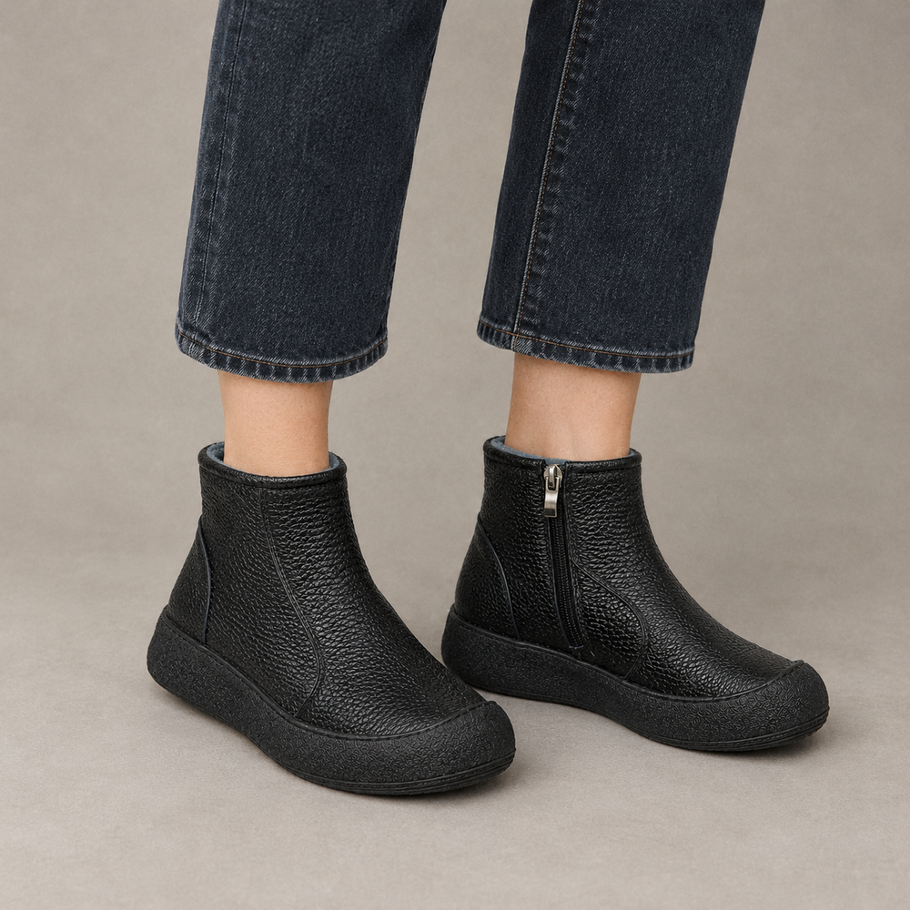 Viterbo Orthopedic Ankle Boots - Black - on foot side