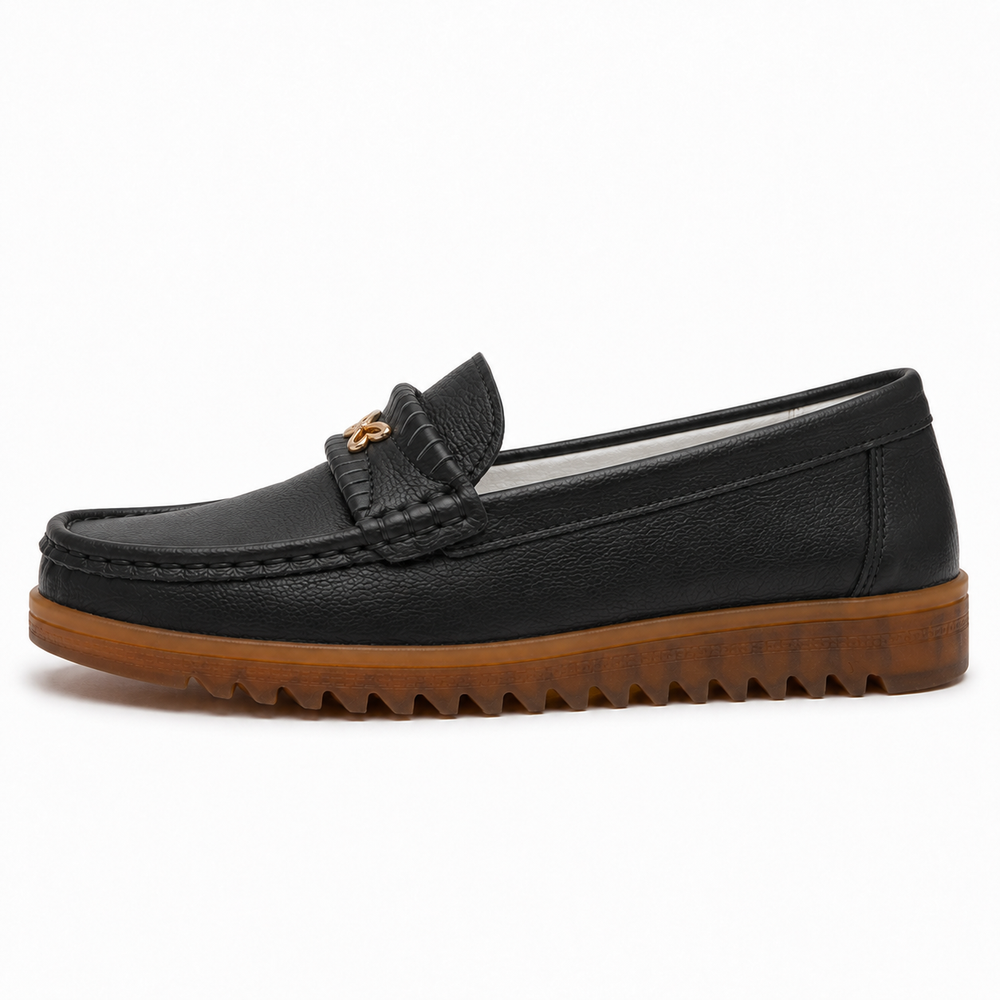 Elba Orthopedic Moccasins - Black - side view