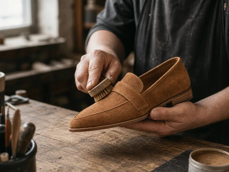 Hand-finishing a loafer
